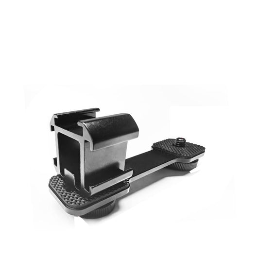Triple Cold Shoe Mounts Plate Microphone Led Video Light Extension Bracket Microphone Stand Rig Compatible for DJI OSMO Mobile 3 2 OM 4 Zhiyun Smooth 4/Feiyu Vimble 2 Gimbal Stabilizer - color: ST-002-1
