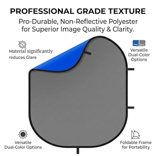 3.3x5ft/1x1.5m Blue Grey Screen Chromakey Backdrop Kit with 6.23ft/1.9m Light Stand, 2-in-1 Reversible Collapsible Background Panel for Photography, Gaming, Video Shooting, Live Streaming(Blue/Grey) - color: Blue/Grey