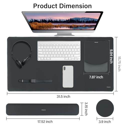 MOSISO Keyboard Mouse Pad Set, Large Gaming Mouse Pad&Rectangular Keyboard Wrist Rest&Mousepad with Wrist Rest&Coaster, Ergonomic Non-Slip&Easy Typing Pad with Curved Silicone Lining, Slate Gray - color: Slate Gray