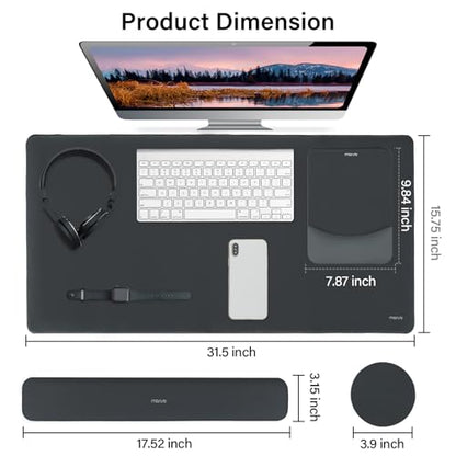 MOSISO Keyboard Mouse Pad Set, Large Gaming Mouse Pad&Rectangular Keyboard Wrist Rest&Mousepad with Wrist Rest&Coaster, Ergonomic Non-Slip&Easy Typing Pad with Curved Silicone Lining, Slate Gray - color: Slate Gray