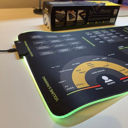 Mixing & Mastering Cheat Sheet Mousepad – 35×25cm (13.8"x9.8") & 80×30cm (31.5"x11.8") – Studio Desk Mat for Music Producers, DJs & Engineers – LED Version Available - size: XXL with LED (800x300mm)