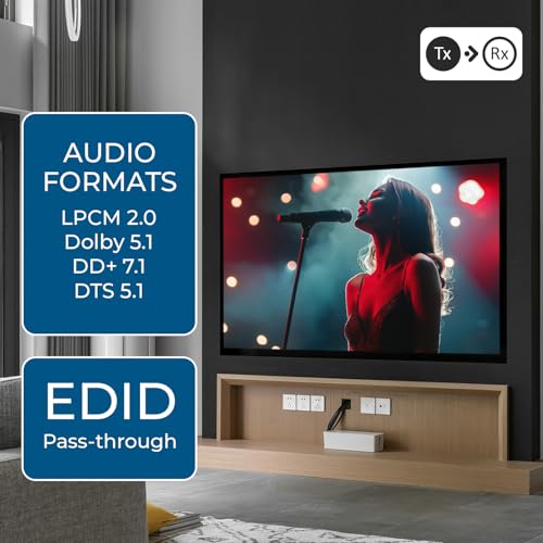 OREI HDMI Extender Ethernet 165ft, 4K HDR PoC Two-Way IR HDCP 2.2 LPCM 2.0 | HDMI Balun, Over Ethernet – 18Gbps, HDMI 2.0, Uncompressed Zero-Latency AV, LPCM 2.0, Dolby 5.1