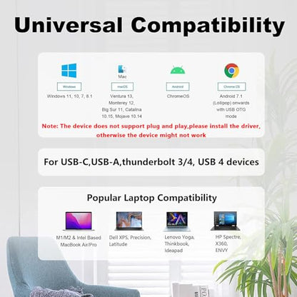 WAVLINK HDMI Splitter Extended Display for Dual Monitor, USB A or USB-C to Dual HDMI Adapter, Multi-Monitor Display 3 Separate Screens for Windows and macOS,4K30Hz,1080p@60Hz