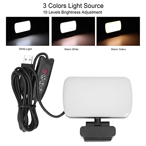 LED Fill Light Clip On Type, Video Conference Light with 10 Levels Adjustable Brightness, 360° Rotatable USB Powered Fill Lamp for Laptop Webcam Live Streaming