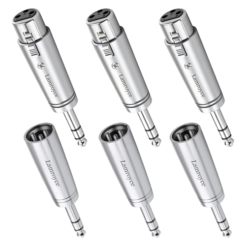 1/4 Inch (6.35mm) to XLR Adapter 6 Pack, 3-Pair 1/4" 6.35mm TRS Stereo Male to 3-Pin XLR Male & Female Balanced Mic Audio Converter Connector for Microphone Preamp, Mixer, Speaker, Amplifiers - color: 6.35mm TRS Male to XLR (M+F), size: 6 Pack