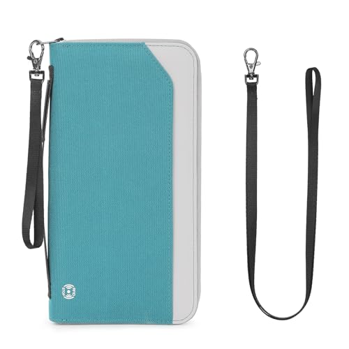 Passport Holder Family for 4-6, RFID Blocking Travel Wallet Women Men,Passport Wallet with Airtag,Holder Family Passport Protector Case,RFID Blocking, Lightweight,Zipper, Document Organizer,Pouch Bag - color: New blue