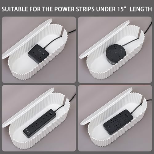 2 Pack White Cable Management Box, Plastic Cord Organizer Box Under Desk, Power Strips Hider for Home Office, Phone Charger, Electronics Wires, Surge Protector Cover Bin (Large) - size: Large(2 Pack)