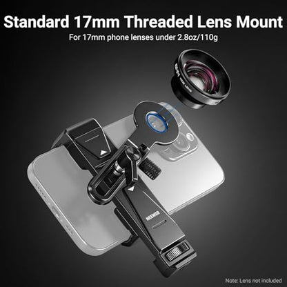 NEEWER Phone Holder with 17mm Phone Adapter & 17–37/58mm Filter Ring, Universal Adjustable Phone Tripod Mount Accessories Compatible with iPhone 17 Pro Max 16 S25 Ultra, PA047 PRO - style: PA047 PRO