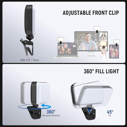 NEEWER Entry Level Version LED Selfie Light, 54 LEDs Plastic Clip on Phone Fill Lighting for iPhone, CRI88 650mAh, Portable for Computer Laptop Webcam Zoom Video Conference Makeup Recording, N8