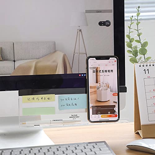 Multifunctional Monitor Memo Board,Clear Screen Memo Board,Sticky Note Holder,Transparent Memo Phone Holder,Computer Monitor Message Board for Office Home (White)