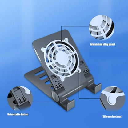 USB Tablet Phone Cooling Stand, Quiet Fan with Stable Folding Bracket Cooling Support for Electronic Devices Stable Base - color: Black