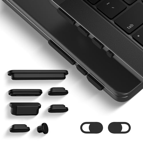 14 PCS Anti Dust Plug Set with 2pcs Webcam Cover for 2026-2021 MacBook Pro 14 inch / 16 inch M5 M4 M3 M2 M1 Pro/Max, MacBook Pro Accessory Anti Dirt Cover for HDMI/Thunderbolt/SDX/Magsafe/Headphone - size: MacBook Pro 14" / 16"