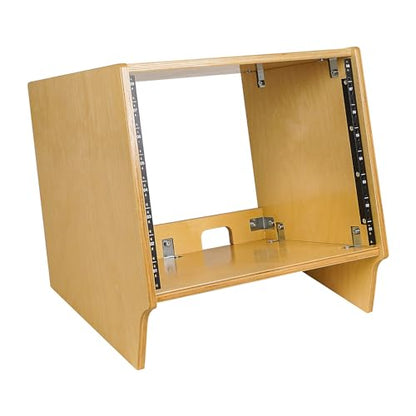 Sound Town DIY 8U Angled Desktop Turret Studio Rack with Solid Baltic Birch Plywood, Golden Oak, Assembly Required (SDRK-8SL) - size: 8U, Golden Oak