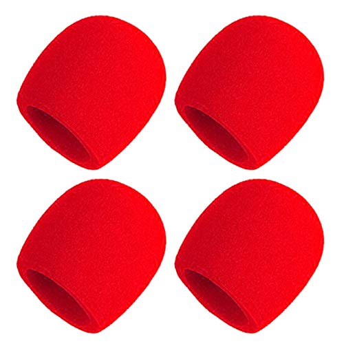 Deluxe Foam Ball Style Microphone Windscreen 4 Pack | Red (WS-4 R) - color: 4 Red