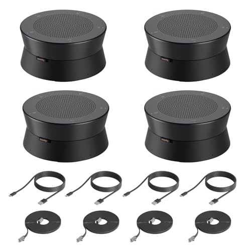 Nearity A20Sx4 Conference Speaker and Microphone, USB Speakerphone w/8 Mics, 16ft Voice Pickup, AI 2.0 Noise Cancelling, USB Speakermic with Daisy Chain, Works with Microsoft/Teams/Google Meet - color: US-A20S-4PACK