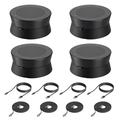 Nearity A20Sx4 Conference Speaker and Microphone, USB Speakerphone w/8 Mics, 16ft Voice Pickup, AI 2.0 Noise Cancelling, USB Speakermic with Daisy Chain, Works with Microsoft/Teams/Google Meet - color: US-A20S-4PACK