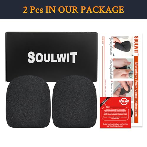 SOULWIT 2Pcs Pop Filter for MAONO PD400X Dynamic, Protective Mic Cover Windscreen Foam - Black