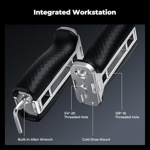 K&F CONCEPT Side Handle with (3/8"-16 & NATO) Dual-Mount, Camera Cage Handle with Interchangeable Silicone Parts, Ergonomic Handgrip with Up/Down & Left/Right Hand Adjustable