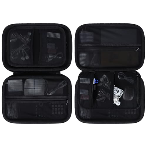 Electronic Organizer Travel Case for MacBook Power Adapter Chargers Cables Tech Organizer Hard Drive USB Flash Disk SD Card Cord Portable Electronics Accessories Bag - Large