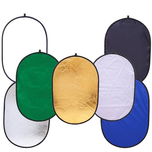 REFLEX CAMERA 7-in-1 35"x47" Photography Reflector (Rectangular)– Translucent/Silver/Gold/White/Black/Blue/Green – Light Diffuser & Chroma Key Background Kit with Carrying Case (90x120cm) - size: 90x120cm/35x47in