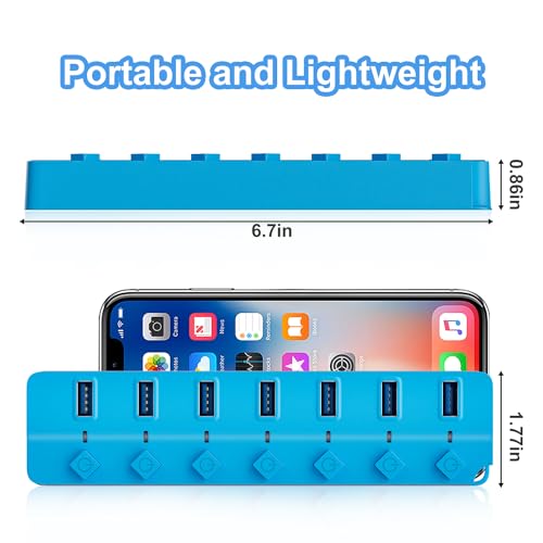 ONFINIO USB Hub 3.0, 7-Port USB Hub Splitter with Individual On/Off Switches and Lights, 3.2ft/1m Long Cable Compatible with MacBook, Laptop, Surface Pro, PS4, PC, Flash Drive, Mobile HDD-Blue - color: Blue