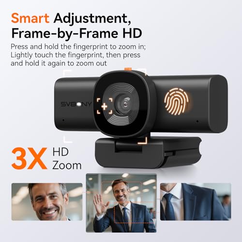 SVBONY 2K Webcam for PC, Computer Camera with Low-Light 3D Noise Reduction&Dual AI-Noise Canceling Mics, Web Cam with Privacy Cover, USB A-to-C, Plug&Play PC Camera for Video Calling,Teams,Streaming