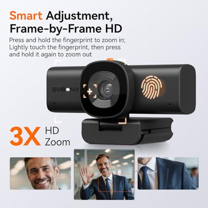 SVBONY 2K Webcam for PC, Computer Camera with Low-Light 3D Noise Reduction&Dual AI-Noise Canceling Mics, Web Cam with Privacy Cover, USB A-to-C, Plug&Play PC Camera for Video Calling,Teams,Streaming