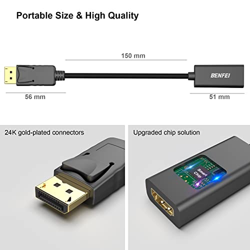 BENFEI 4K DisplayPort to HDMI Adapter 5 Pack, Uni-Directional DP 1.2 Computer to HDMI 1.4 Screen Gold-Plated DP Display Port to HDMI Adapter (Male to Female) Compatible with Lenovo Dell HP Passive - color: Black, style: 4K 30Hz-5 Pack