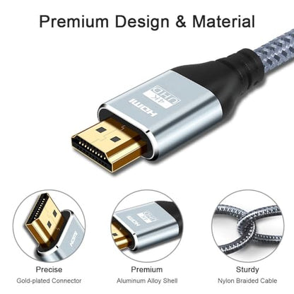 Cheges HDMI Cable 4K 60 Hz 20 ft, High Speed HDMI 2.0 Cables, 18Gbps, 4K @ 60Hz, Ultra HD, 2160P,1080P, ARC, 3D, HDCP 2.2 Cord Braided, for Laptop, Monitor, PS5, PS4, Xbox One, Fire TV - size: 20 ft