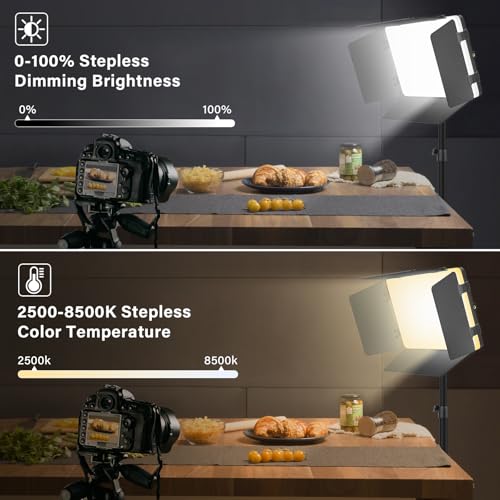 Unicucp Led Video Light Panel Light with Barn Doors, 4000mAh Rechargeable Camera Lighting, 2500K-8500K Photo Light for Outdoor Indoor Photography Live Streaming Zoom Calls Video Recording