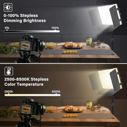 Unicucp Led Video Light Panel Light with Barn Doors, 4000mAh Rechargeable Camera Lighting, 2500K-8500K Photo Light for Outdoor Indoor Photography Live Streaming Zoom Calls Video Recording