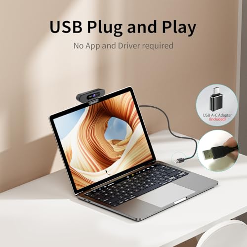 TOALLIN 2K QHD Webcam for Windows Hello Face Login, IR Facial Recognition Camera, USB Webcam with Microphone, 92° Wide Angle View, Computer Web Camera for Video Calls