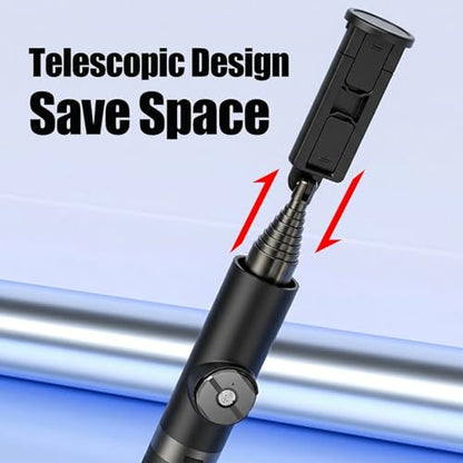 Selfie Stick Tripod Portable Extendable Cell Phone Stand with Detachable Mini Ring Light Phone Tripod Stand with Bluetooth Remote for iPhone Android for Vlogging/Travel/Live Streaming (Black) - color: Black