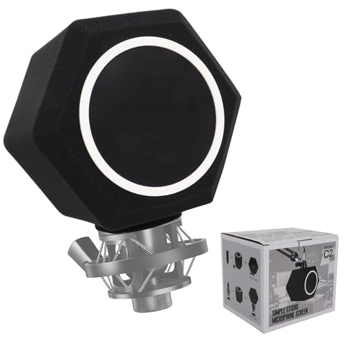 Microphone Isolation Shield – Isolation Shield for Recording, Universal Microphone Isolation Ball with Dual Pop Filter for USB & Condenser Mics, Noise Reduction for Podcast, Voiceover, Singing, Live - color: BLACK