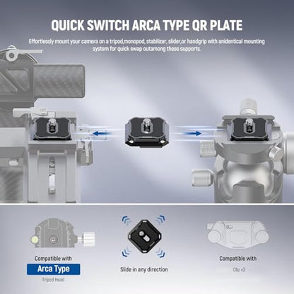 NEEWER 2 Pack Quick Release Plate Kit, 38mm QR Camera Mounting Adapter Compatible with Arca Swiss, Tripod Mount to Shoulder Strap Quick Switch Anti Off with Washers, QPR-5C - style: QPR-5C