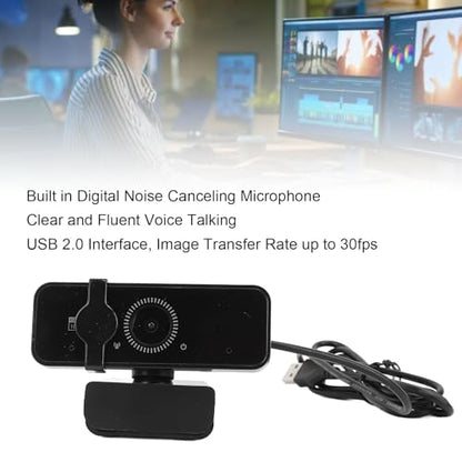 VBESTLIFE HD Webcam with Built in Noise Canceling Microphone and Rotatable Design, 1080P Video and 120° Wide Angle Camera, Cover, for Desktop PC or Laptop