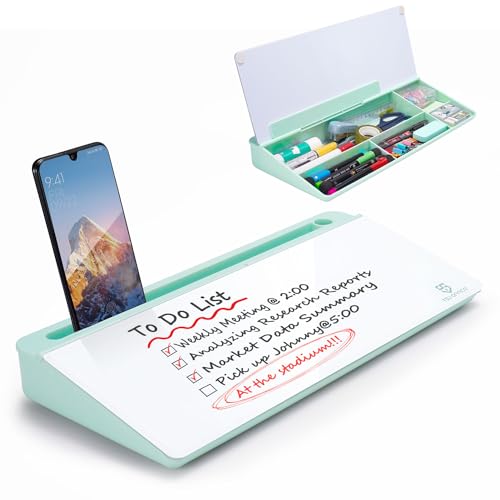 TSJ OFFICE Desktop Whiteboard Dry-Erase-Board - Computer Keyboard Stand White Board Surface Pad with Drawer, Desk Organizers with Accessories for Office, Home, School Supplies - Green - color: Green
