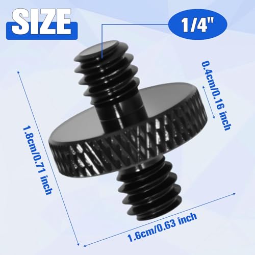 SPEEDWOX 6pcs 1/4" Male to 1/4" Male Tripod Screw Adapter Standard Camera Cage Mount Threaded Light Stand Screw Double Head Stud Standard Mounting Thread Converter for Camera Mount Rig Tripod