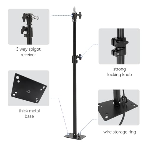 PHOCUS Photography Studio Wall Mount Boom Arm, 40 Inch Adjustable Camera Ceiling Mount Light Stand with 1/4" to 3/8" Threaded Stud for Video Ring Light, Monolight, Softbox, Flash (40 inch) - size: 40 inch