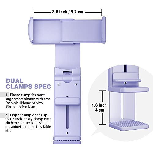Perilogics Airplane Phone Holder Mount Universal in Flight Hands Free Viewing with Multi-Directional Dual 360 Degree Rotation (Lavender) - color: Lavender