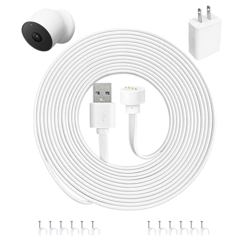 26FT Power Cable and Adapter for Google Nest Cam Outdoor or Indoor (Battery), Weatherproof Charging Cord with Durable Charger – Long-Length for Maximum Flexibility 1 Pack - size: 26 FT, style: 1 Pack