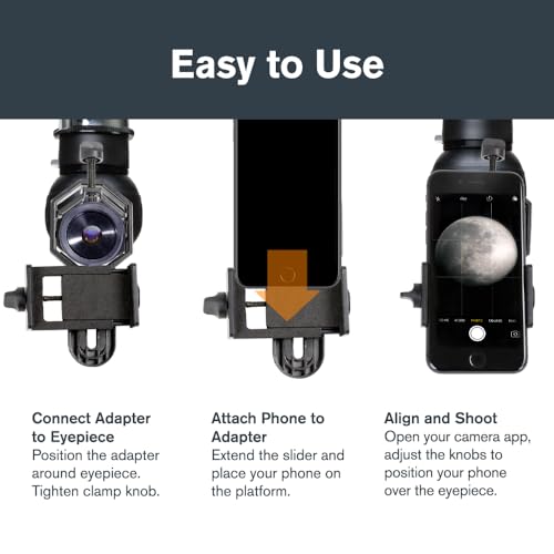 Celestron – Smartphone Adapter for Telescope, Binoculars & Spotting Scopes – Capture Images & Video Through Your Optics – Simple, Durable, Metal Body - Compact and Travel-Friendly - style: Basic Smartphone Adapter