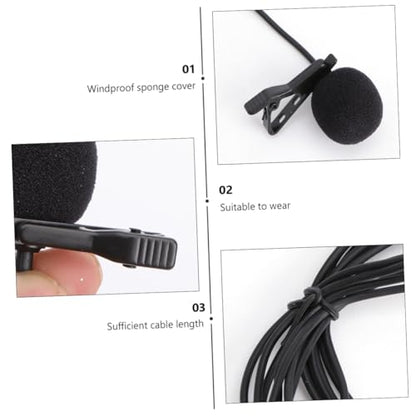 Mini Metal Clip Lavalier Microphone Omnidirectional Condenser Mic for Mobile Phones Laptops and Cameras for Streaming Video Calls and Recording Black