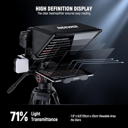 Neewer Teleprompter X14 III with RT113 Remote/App Control, 45° Tilt 14" Beamsplitter All Metal Frame Upgraded Camera Mount QR Plate Compatible with Manfrotto 501PL for iPhone iPad DSLR, Assembly Free - style: X14 III