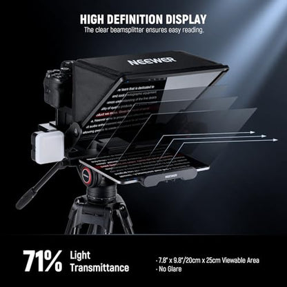 Neewer Teleprompter X14 III with RT113 Remote/App Control, 45° Tilt 14" Beamsplitter All Metal Frame Upgraded Camera Mount QR Plate Compatible with Manfrotto 501PL for iPhone iPad DSLR, Assembly Free - style: X14 III