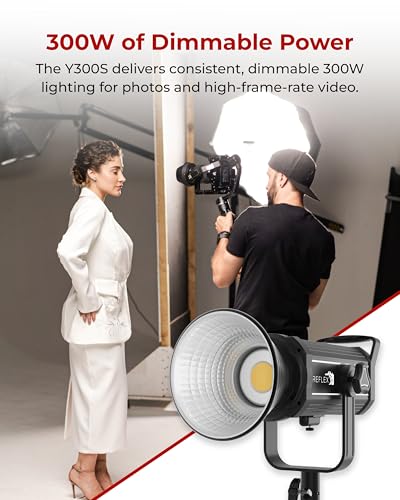 Reflex Camera Professional 300W Dimmable Bi-Color Bowens LED COB Studio Light 3200K-5600K Adjustable, Portable, Warm to Daylight Adjustment, U Bracket with 360 Degree Movement Continuous Light