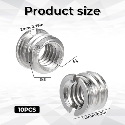 SynHHergyx 10 PCS 1/4"-20 Female to 3/8"-16 Male Tripod Adapter Reducer Bushing Converter Screw Adapter for DSLR Camera Monopod Stand