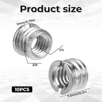 SynHHergyx 10 PCS 1/4"-20 Female to 3/8"-16 Male Tripod Adapter Reducer Bushing Converter Screw Adapter for DSLR Camera Monopod Stand