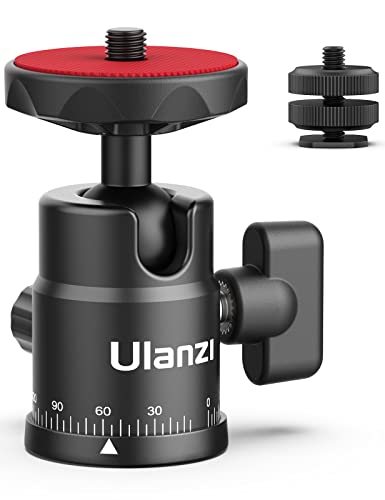Mini Ball Head, ULANZI H28 Panoramic Tripod Head + Dual Hot Shoe Mount DSLR Camera Mount Adapter Photograph Attachment Accessories for Action Cameras Cam Smartphone Light Microphone Loading 5.5lb