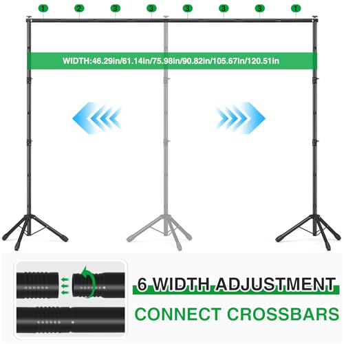 10x8.5 Backdrop Stand with Green Screen Backdrop for Photography Studio, Photo Backdrop Stand Kit for Video Streaming, and Live Broadcast, Background Stand Kit with Sandbags, Clips, Carring Bag - size: 10x8.5 ft